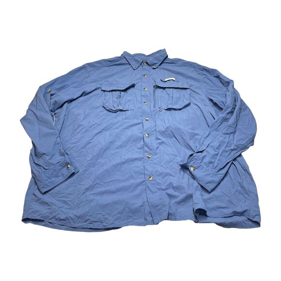 Gander Mountain Guide Series Fishing Shirt Men's 3XLT Blue Nylon Button-Down - Picture 1 of 8